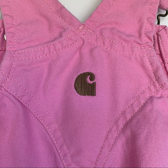 •Carhartt• Girls Pink Canvas Bib Overalls -Size 3T - Picture 6 of 8